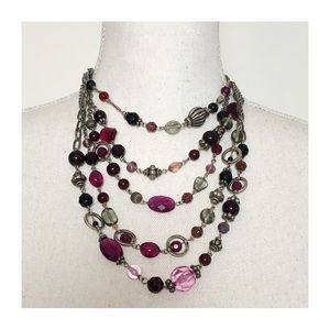 LIA SOPHIA Purple Multi-strand Beaded Jewel Necklace